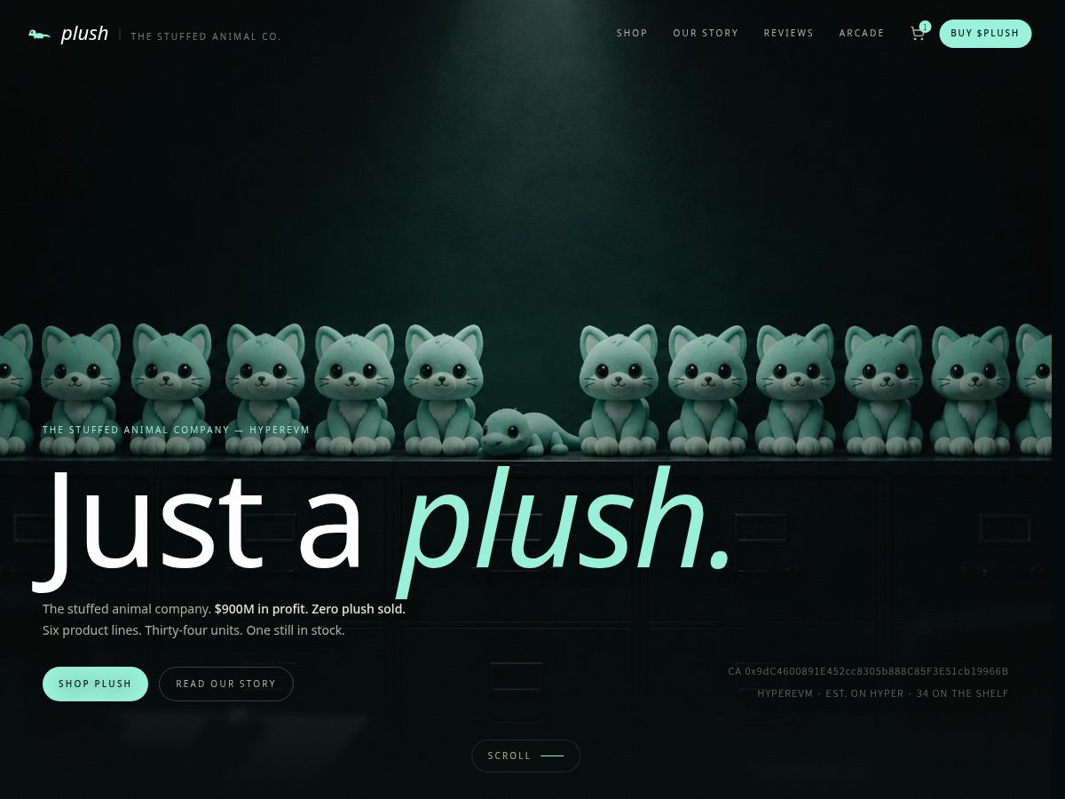 Landing-page snapshot of plushonhype.com