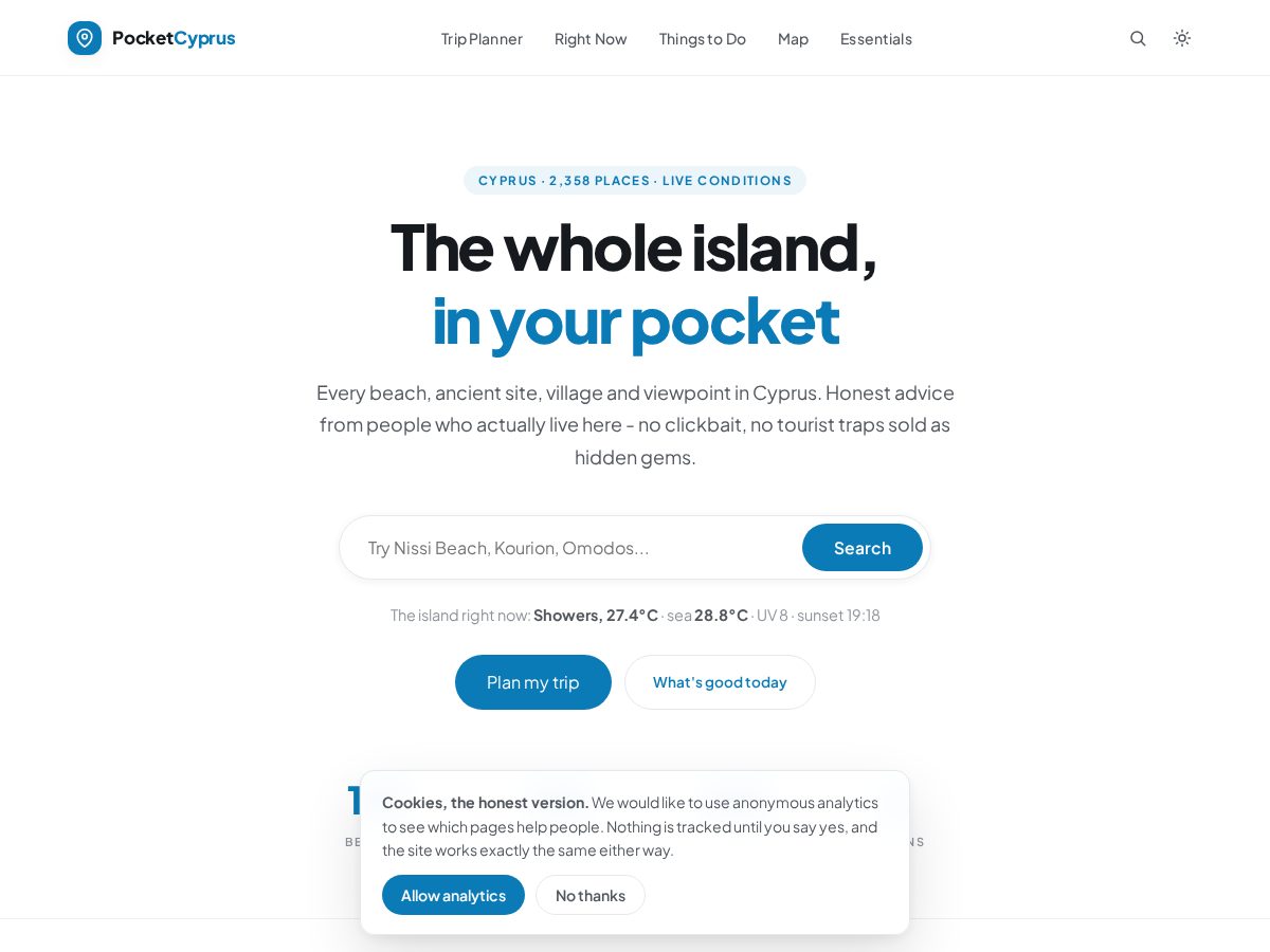 Landing-page snapshot of pocketcyprus.com