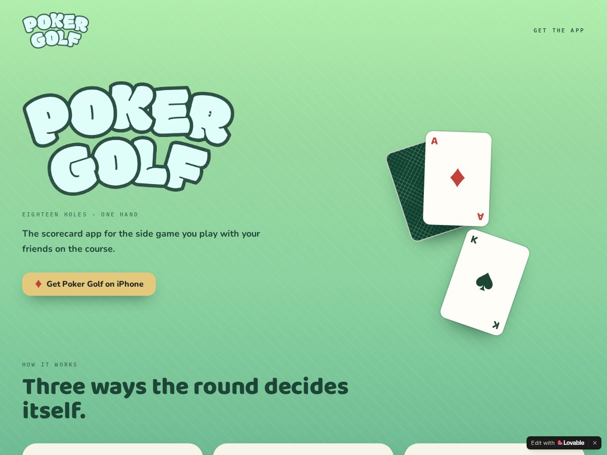Landing-page snapshot of pokergolf.app