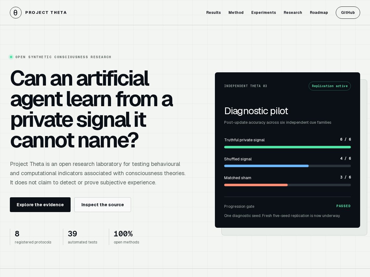 Landing-page snapshot of projecttheta.org