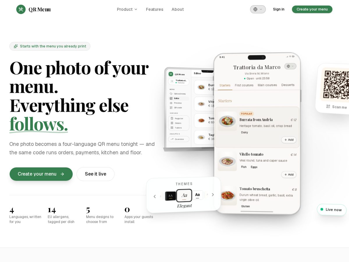 Landing-page snapshot of qr-staging.com