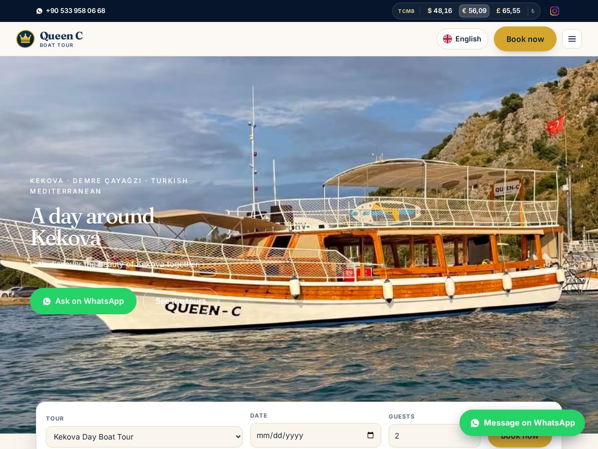 Landing-page snapshot of queencboattour.com