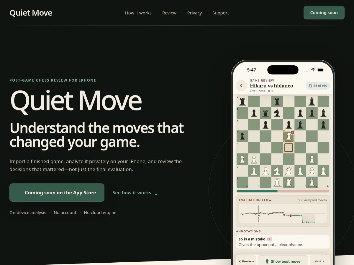 Landing-page snapshot of quietmovechess.com