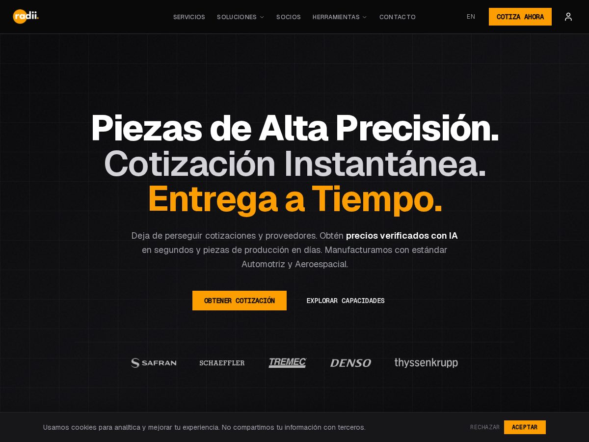 Landing-page snapshot of radii-us.com