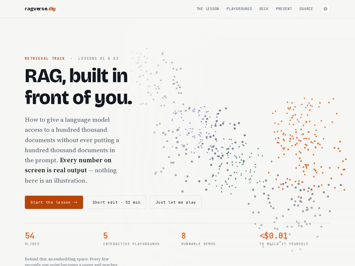Landing-page snapshot of ragverse.diy