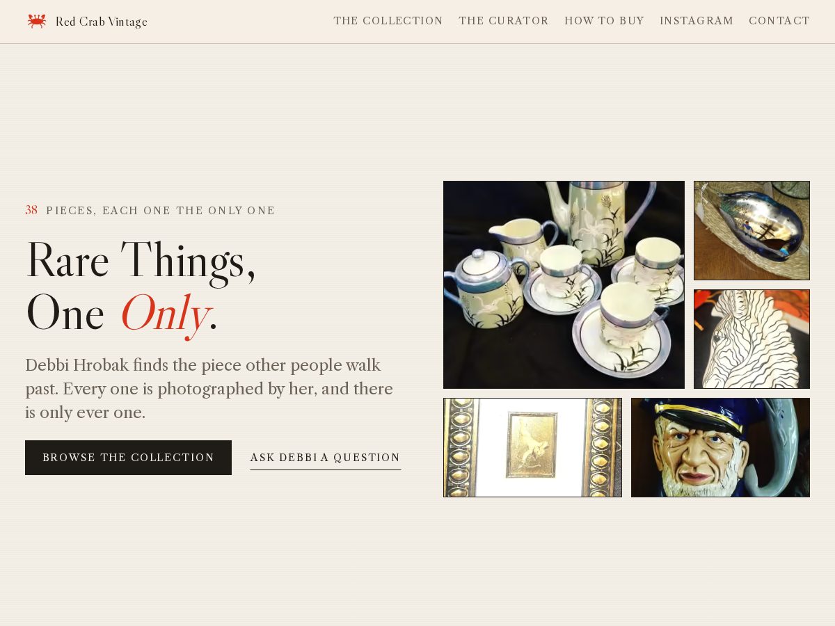 Landing-page snapshot of redcrabvintage.com