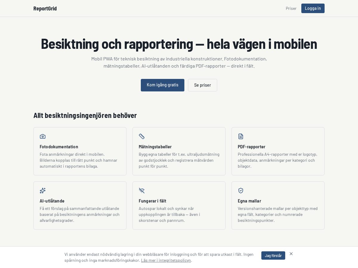 Landing-page snapshot of reportgrid.app