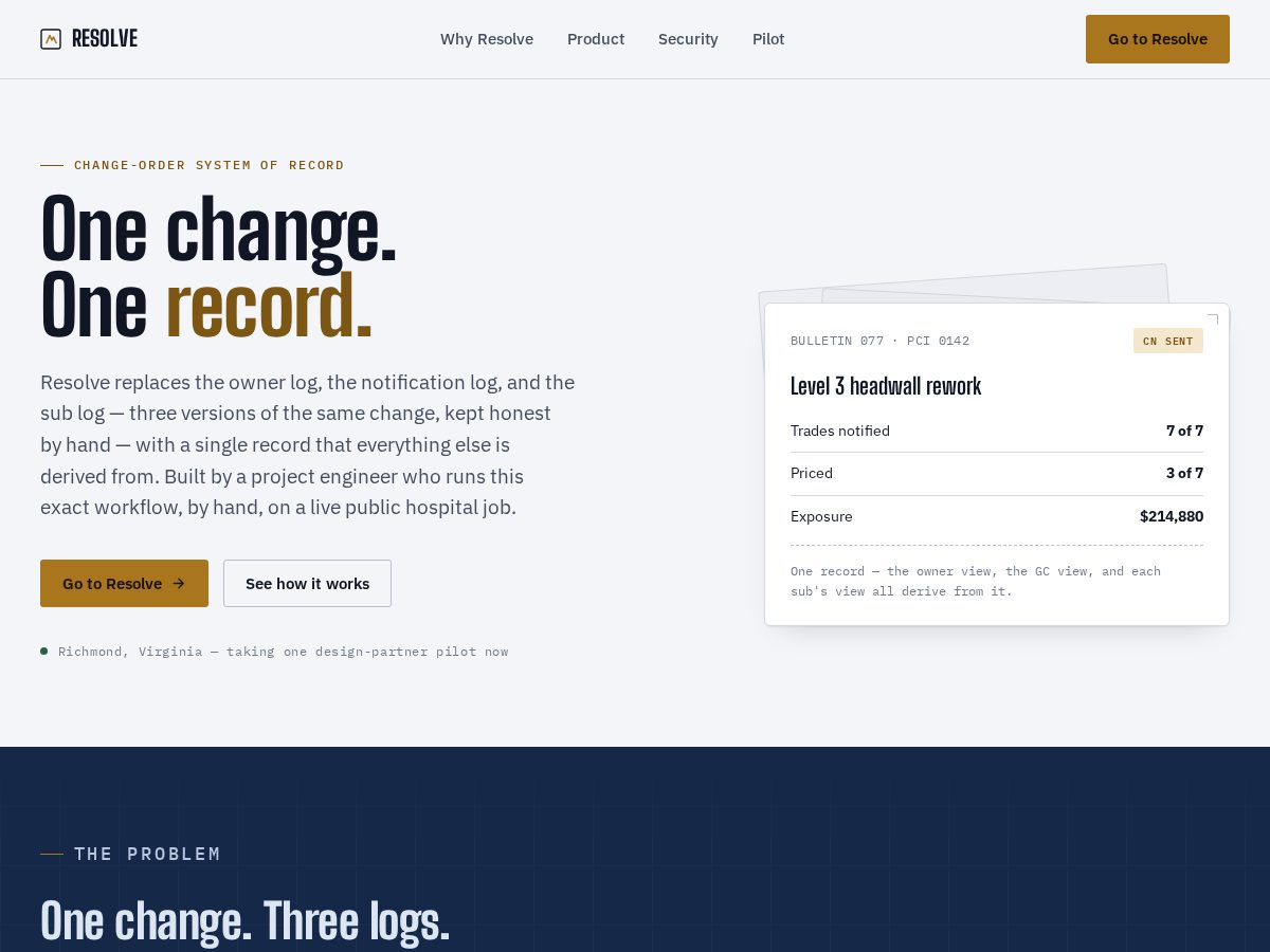 Landing-page snapshot of resolvebuild.com