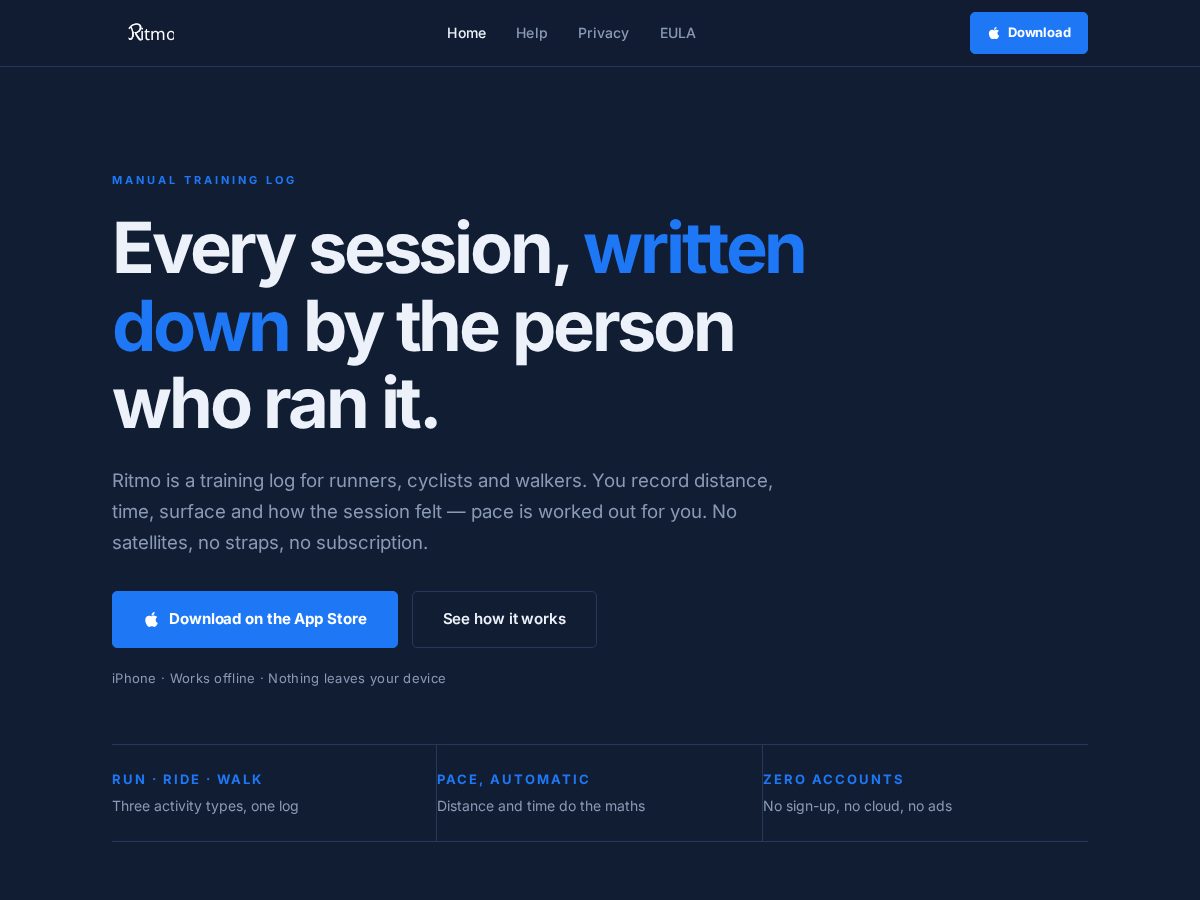 Landing-page snapshot of ritmo-core.com