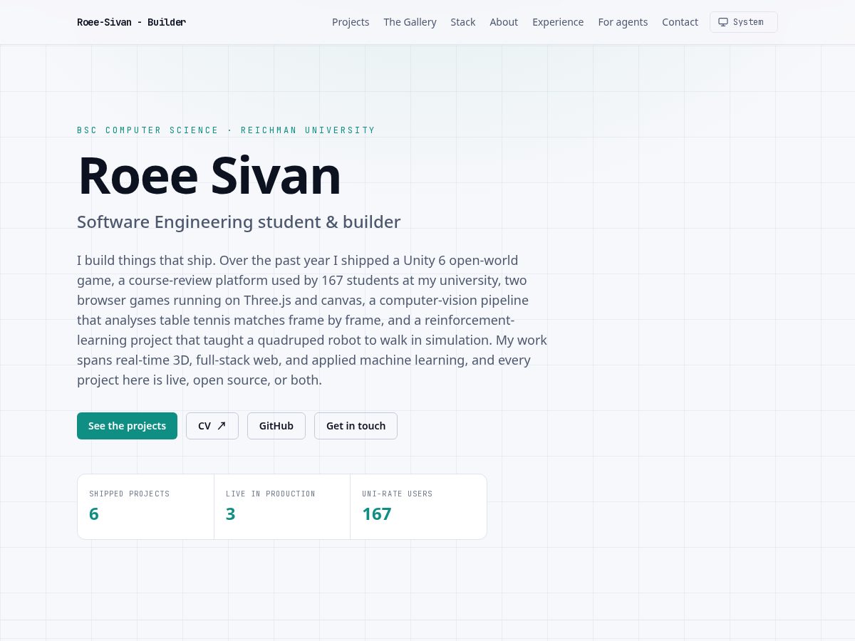 Landing-page snapshot of roeesivan.com