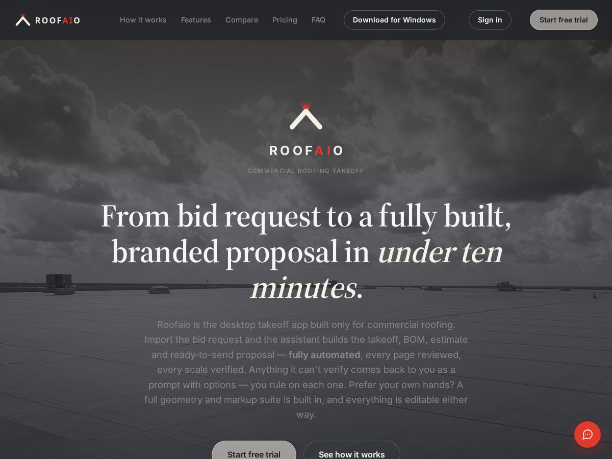 Landing-page snapshot of roofaio.com