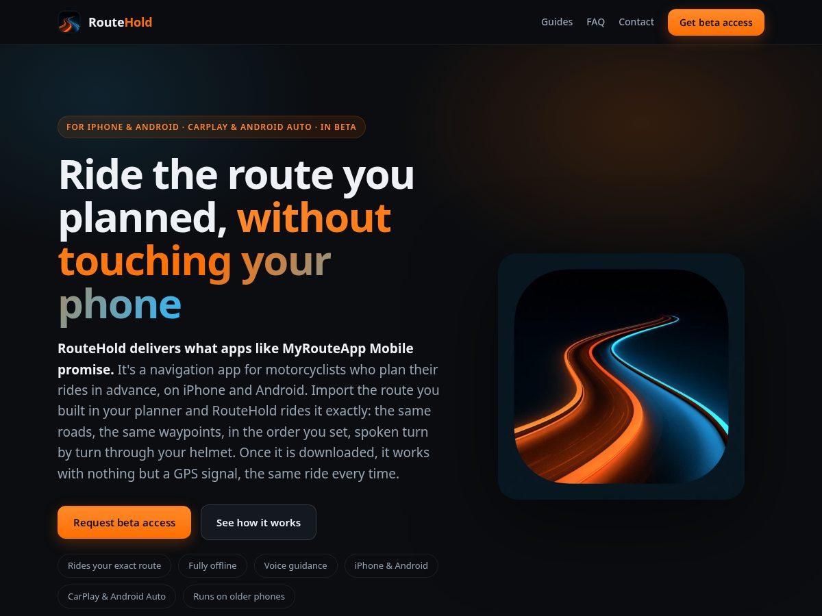 Landing-page snapshot of routehold.net
