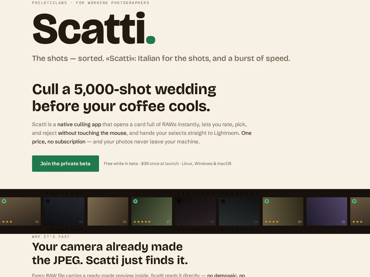 Landing-page snapshot of scatti.app