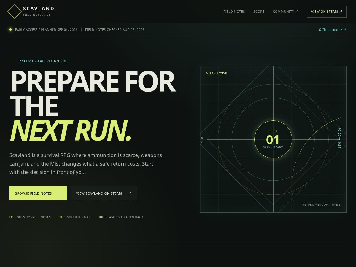 Landing-page snapshot of scavland.top