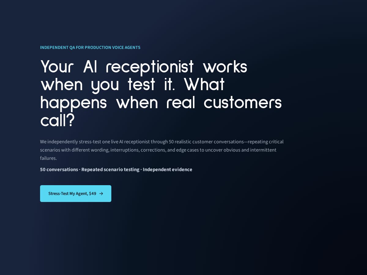 Landing-page snapshot of secretcustomerai.com