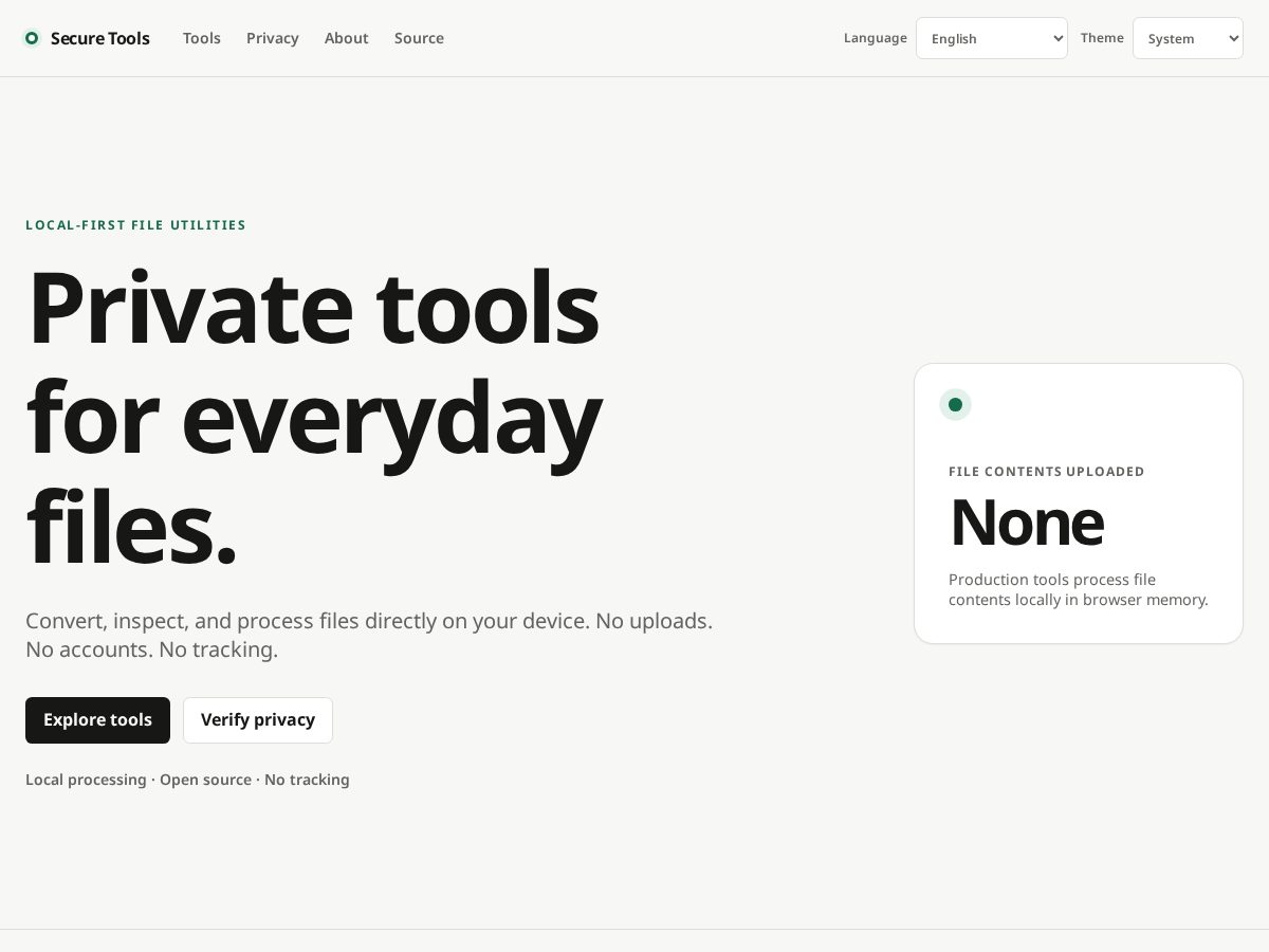 Landing-page snapshot of securetools.app