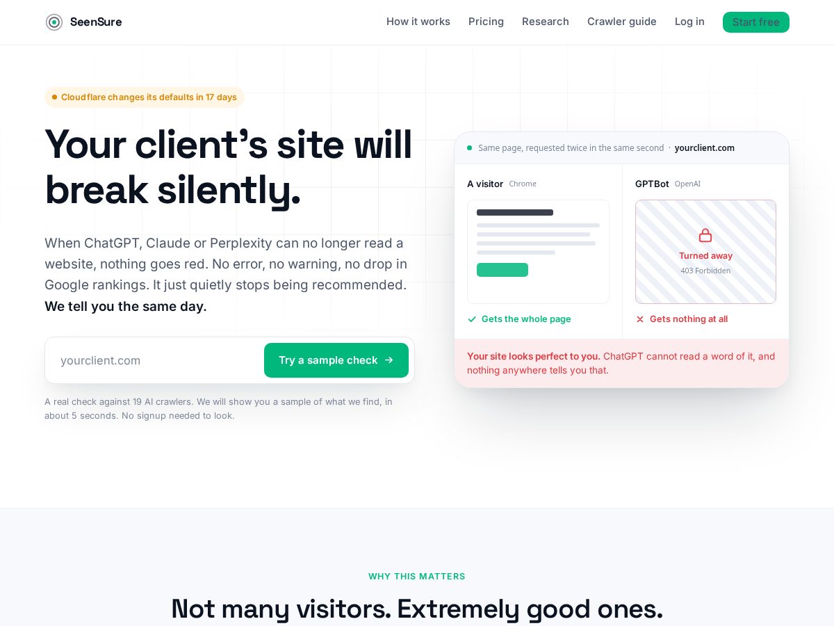 Landing-page snapshot of seensure.com