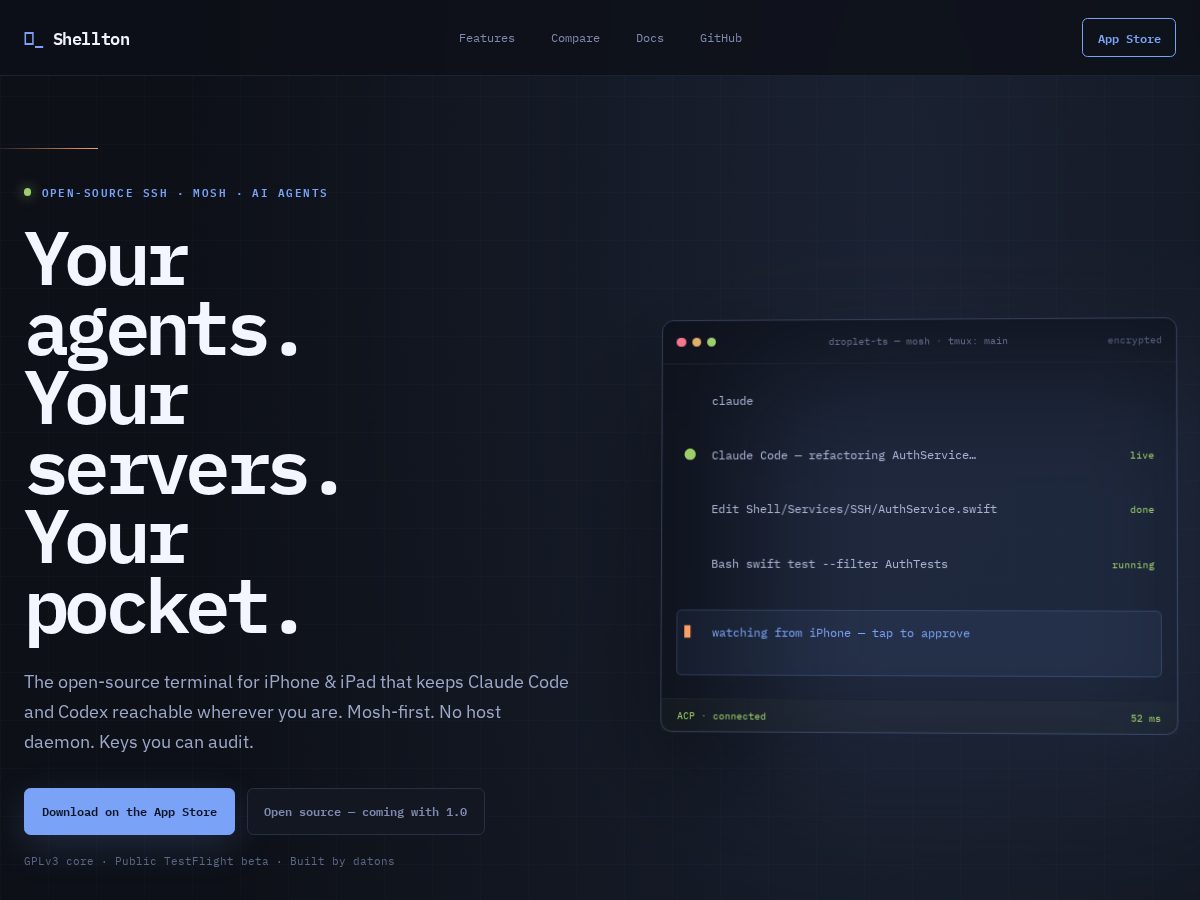 Landing-page snapshot of shellton.app