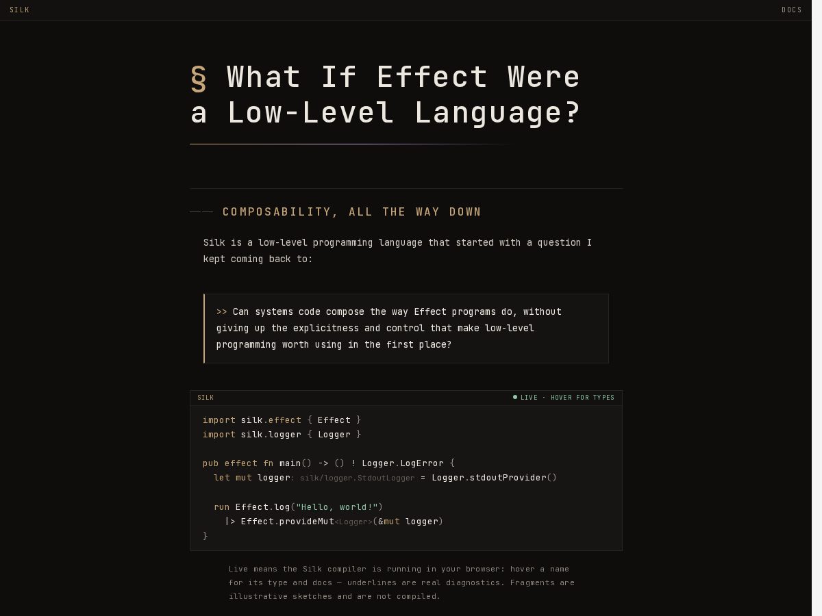 Landing-page snapshot of silklang.org
