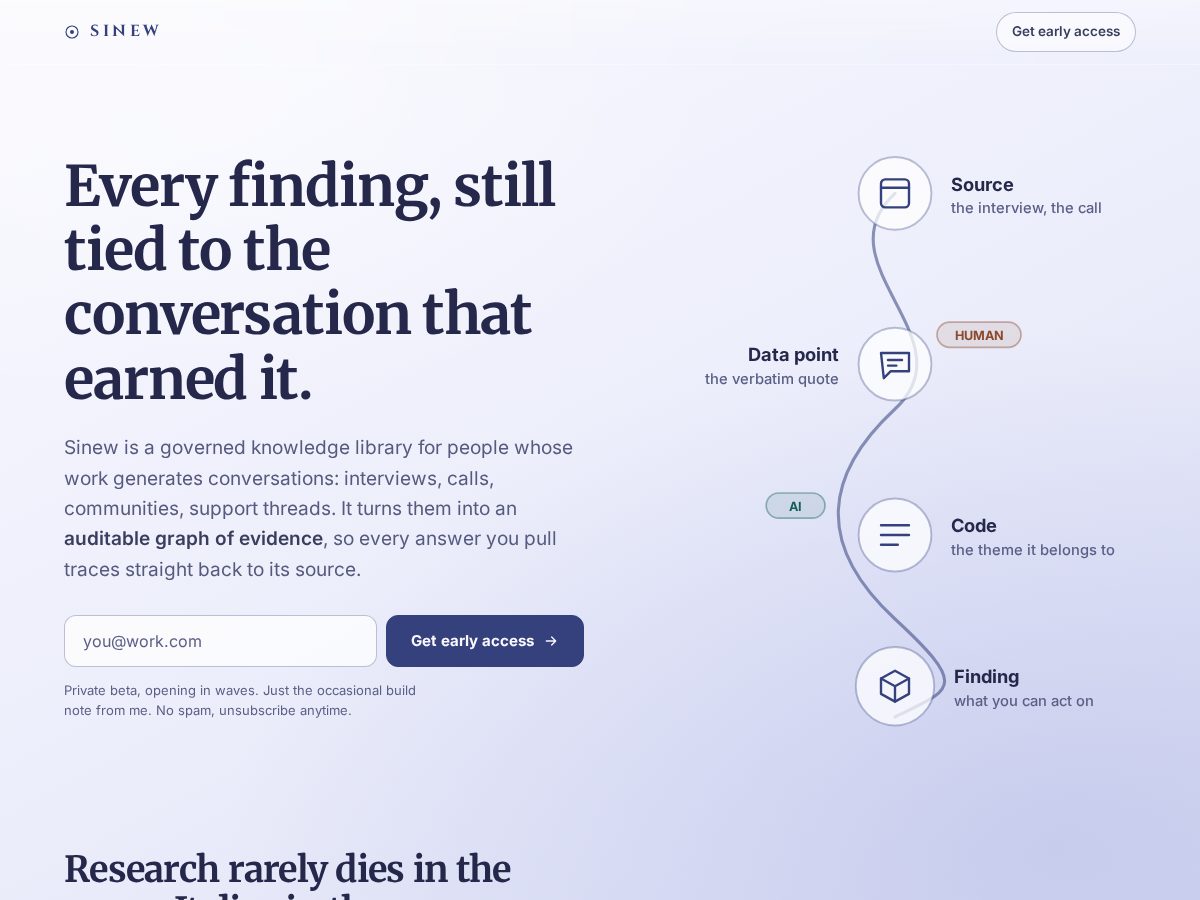 Landing-page snapshot of sinewbase.com
