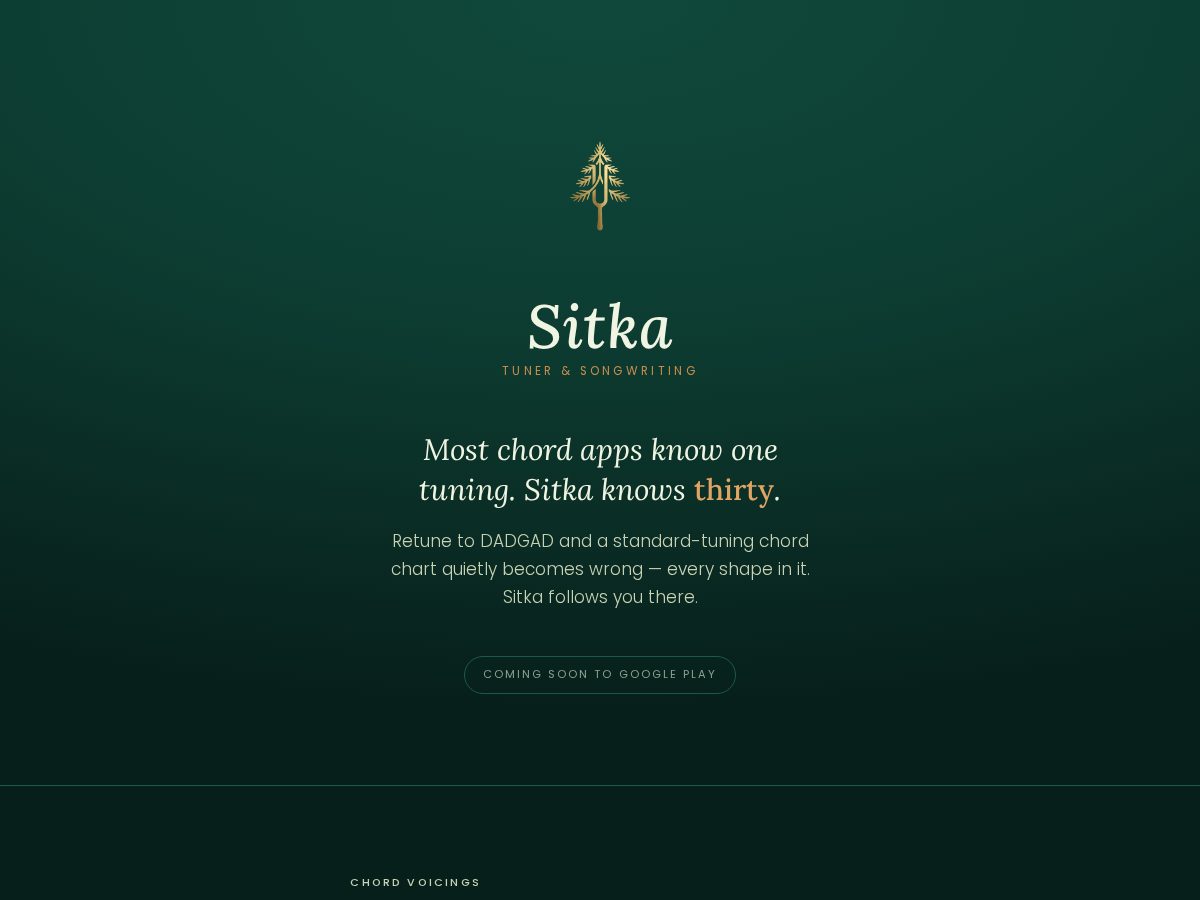 Landing-page snapshot of sitkastrings.com