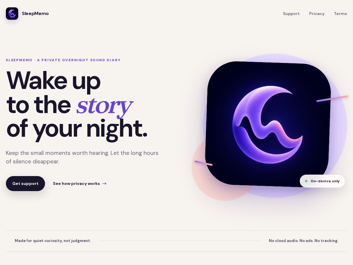 Landing-page snapshot of sleepmemo.app