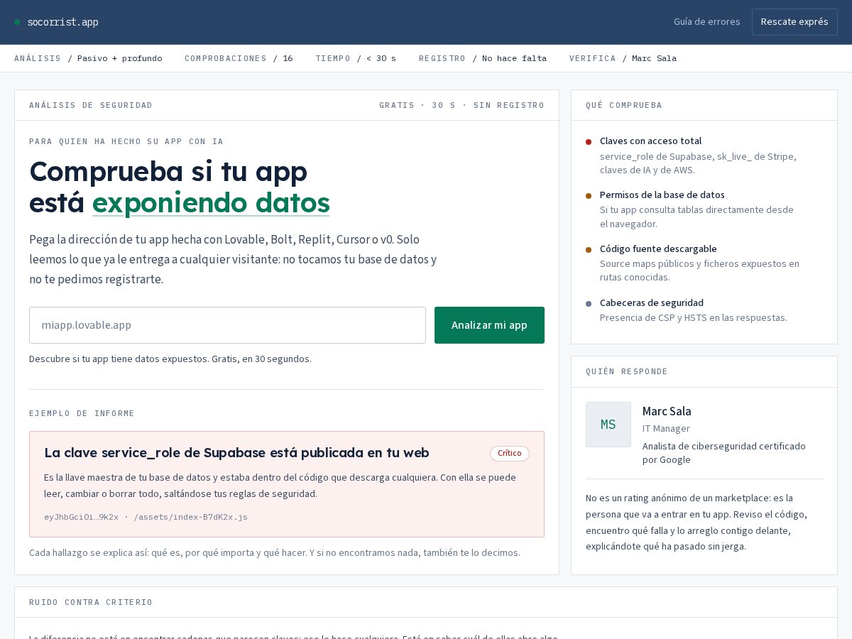 Landing-page snapshot of socorrist.app