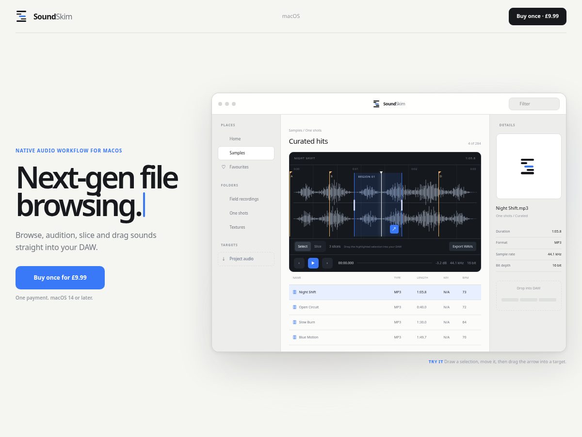 Landing-page snapshot of soundskim.com