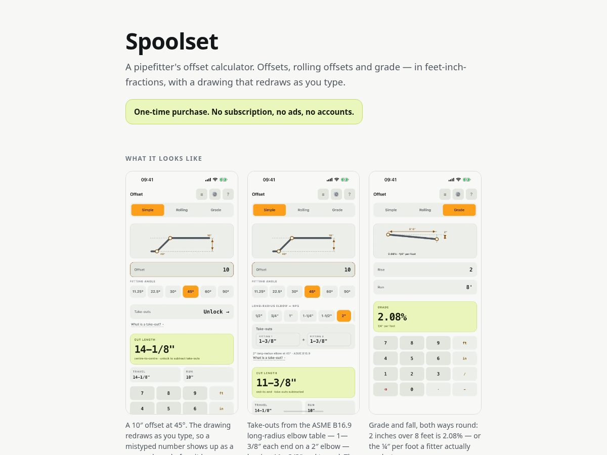 Landing-page snapshot of spoolset.app
