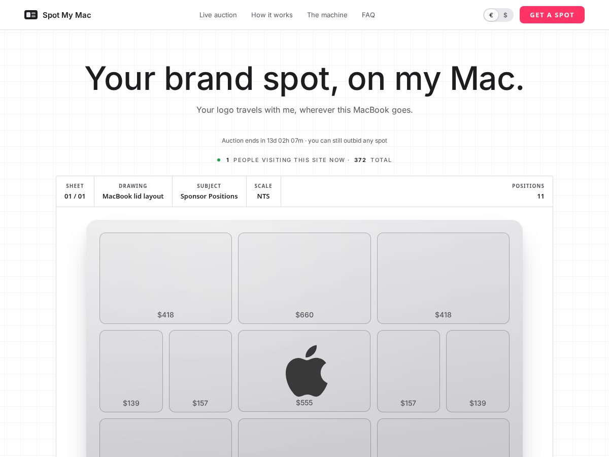 Landing-page snapshot of spotmymac.com