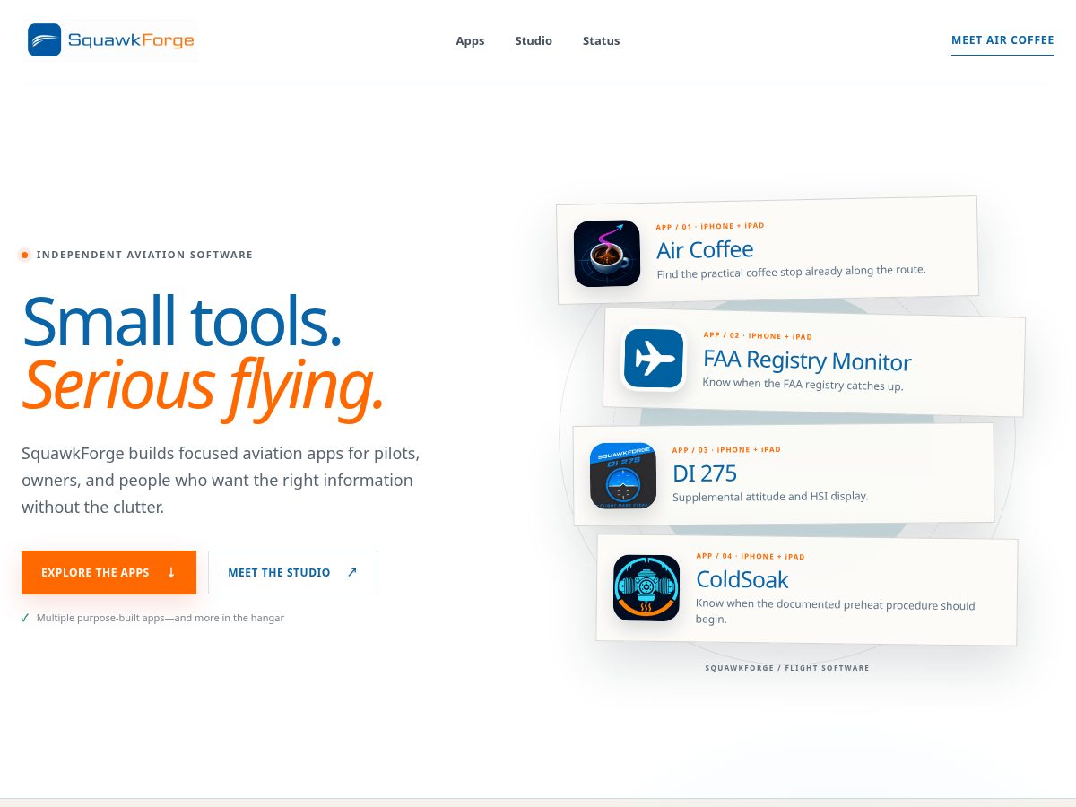 Landing-page snapshot of squawkforge.com