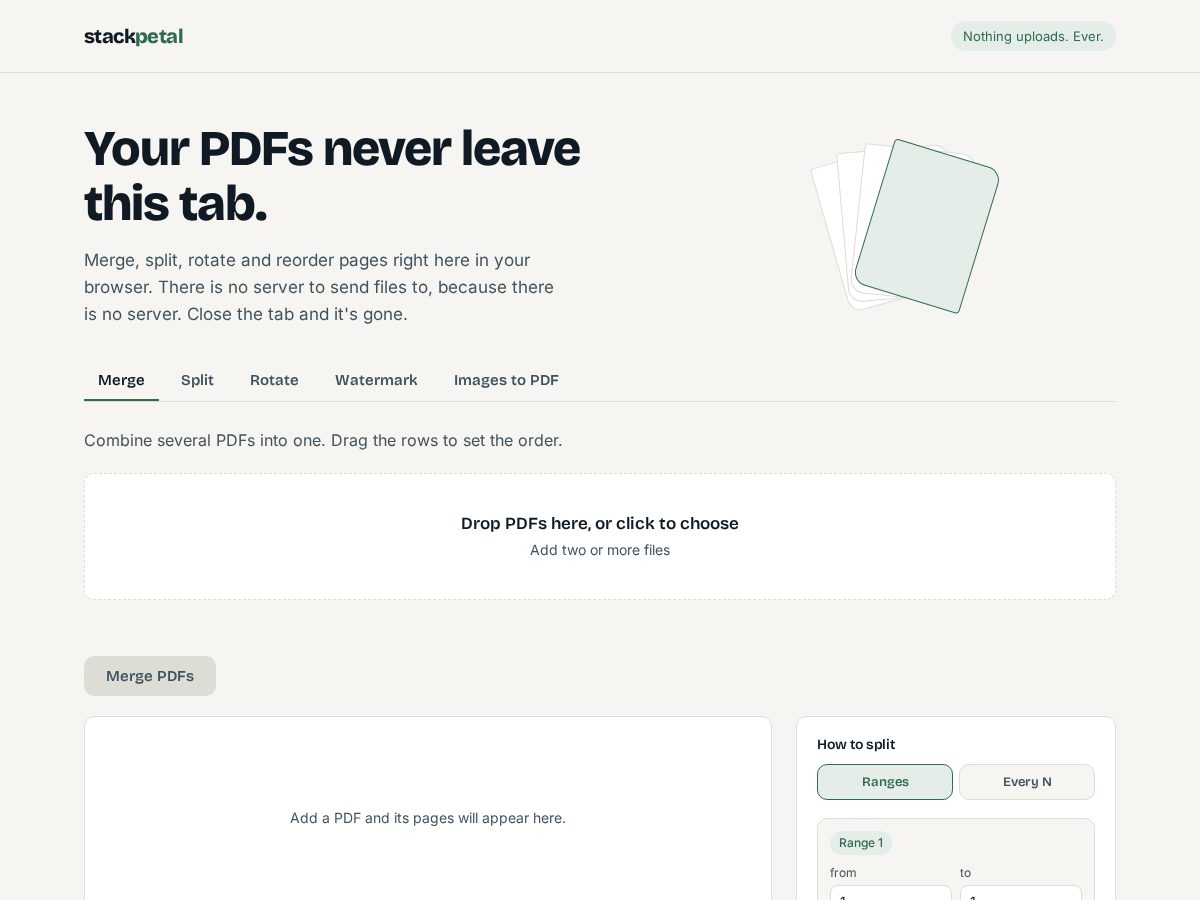 Landing-page snapshot of stackpetal.com