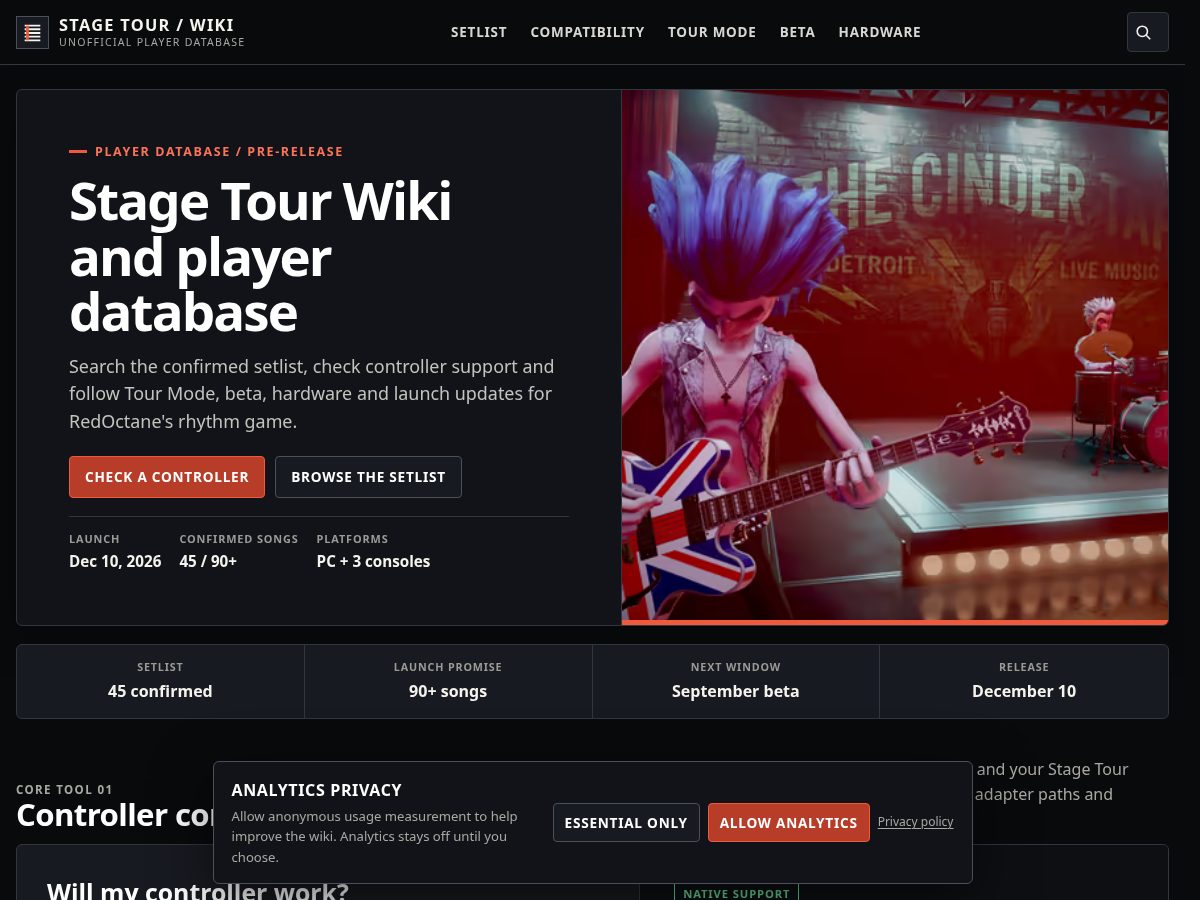 Landing-page snapshot of stage-tour.wiki
