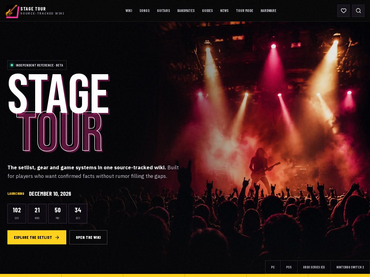 Landing-page snapshot of stagetour.wiki
