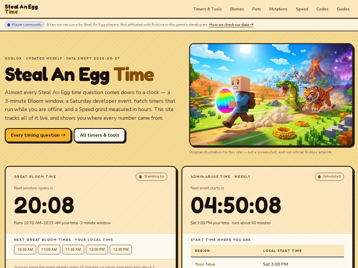 Landing-page snapshot of stealaneggtime.com