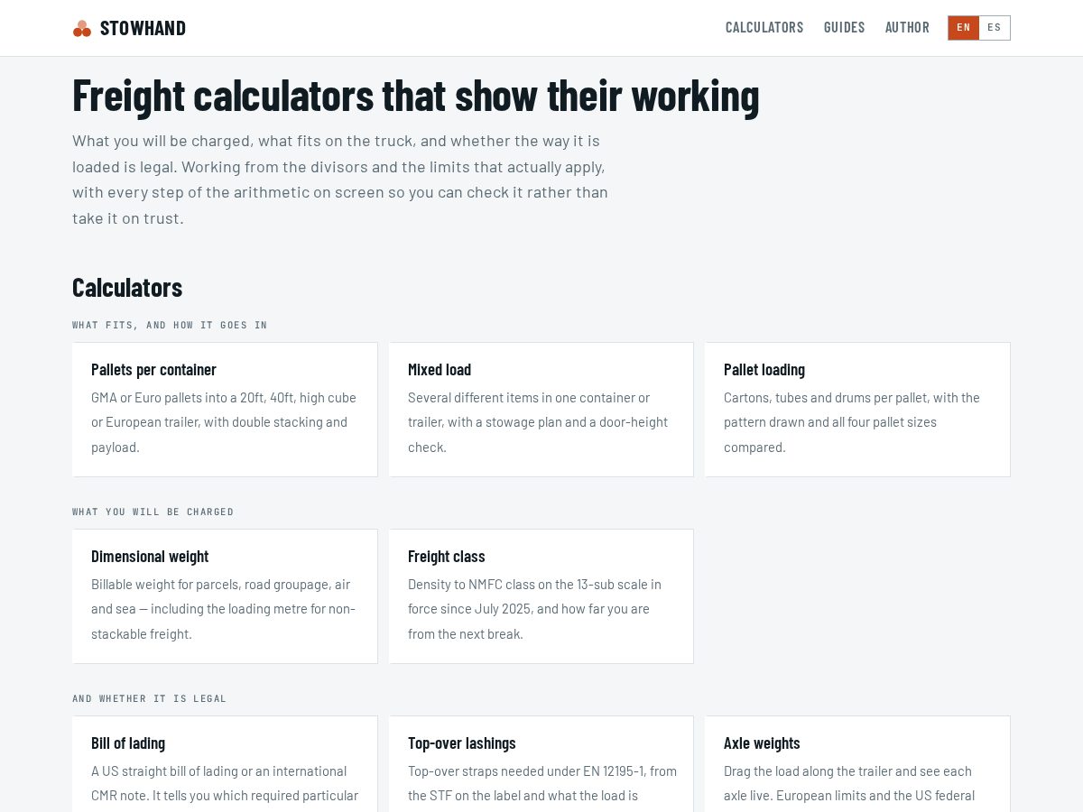 Landing-page snapshot of stowhand.com