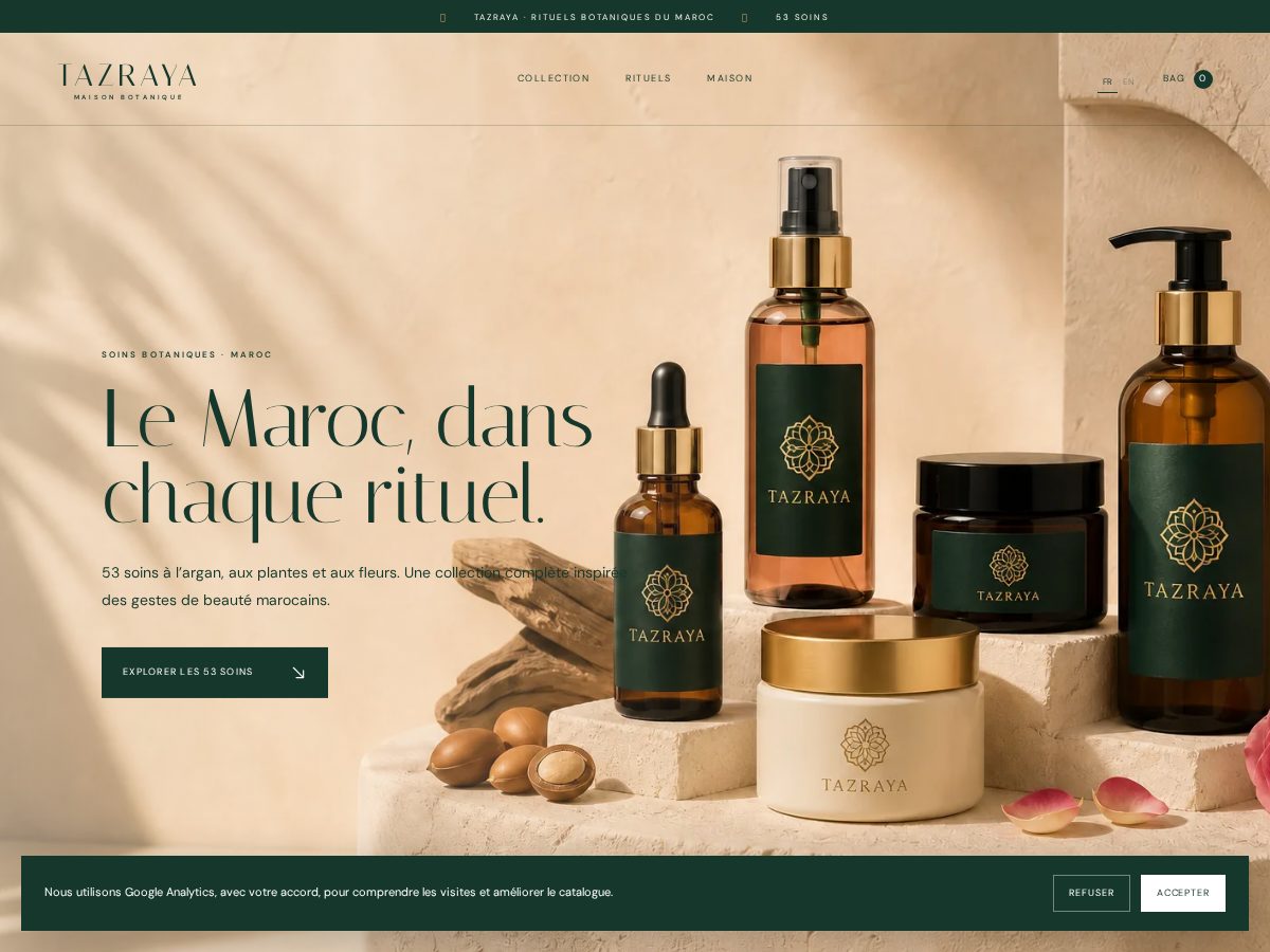 Landing-page snapshot of tazraya.com