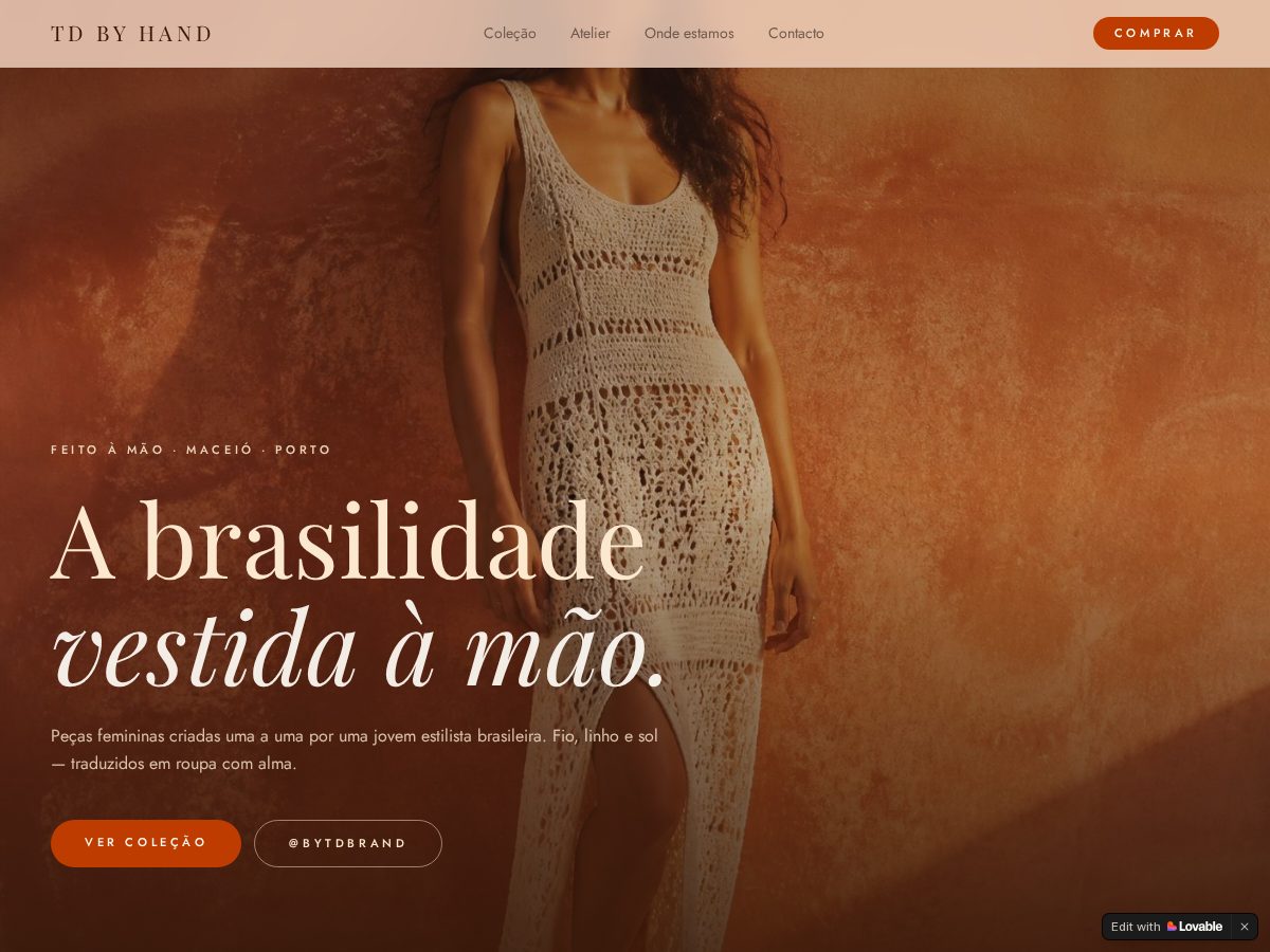 Landing-page snapshot of tdbyhand.shop