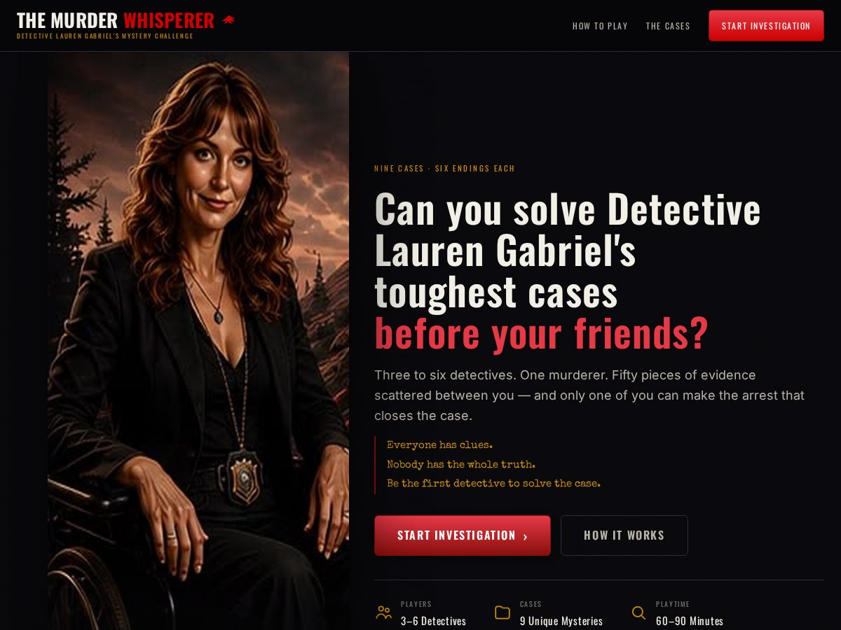 Landing-page snapshot of the-murder-whisperer-challenge.com