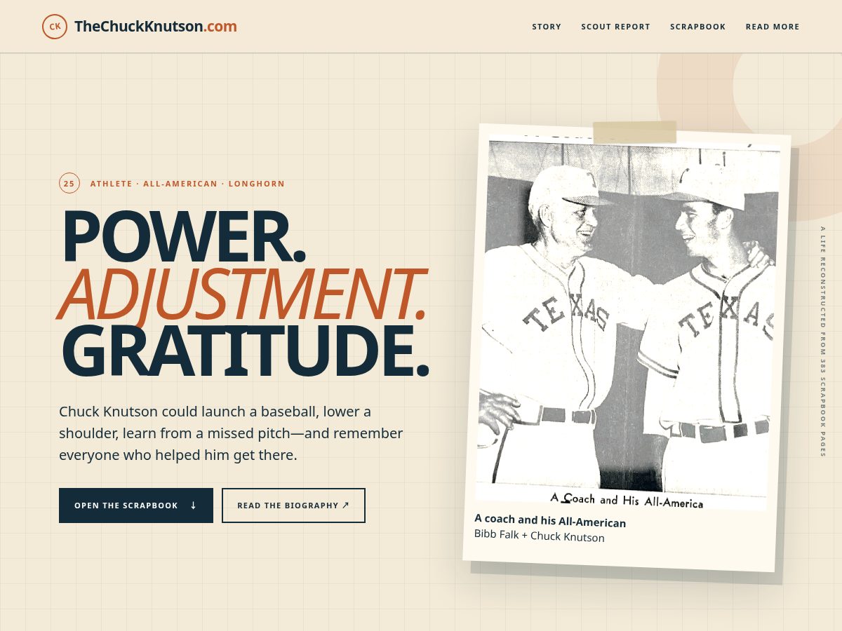 Landing-page snapshot of thechuckknutson.com
