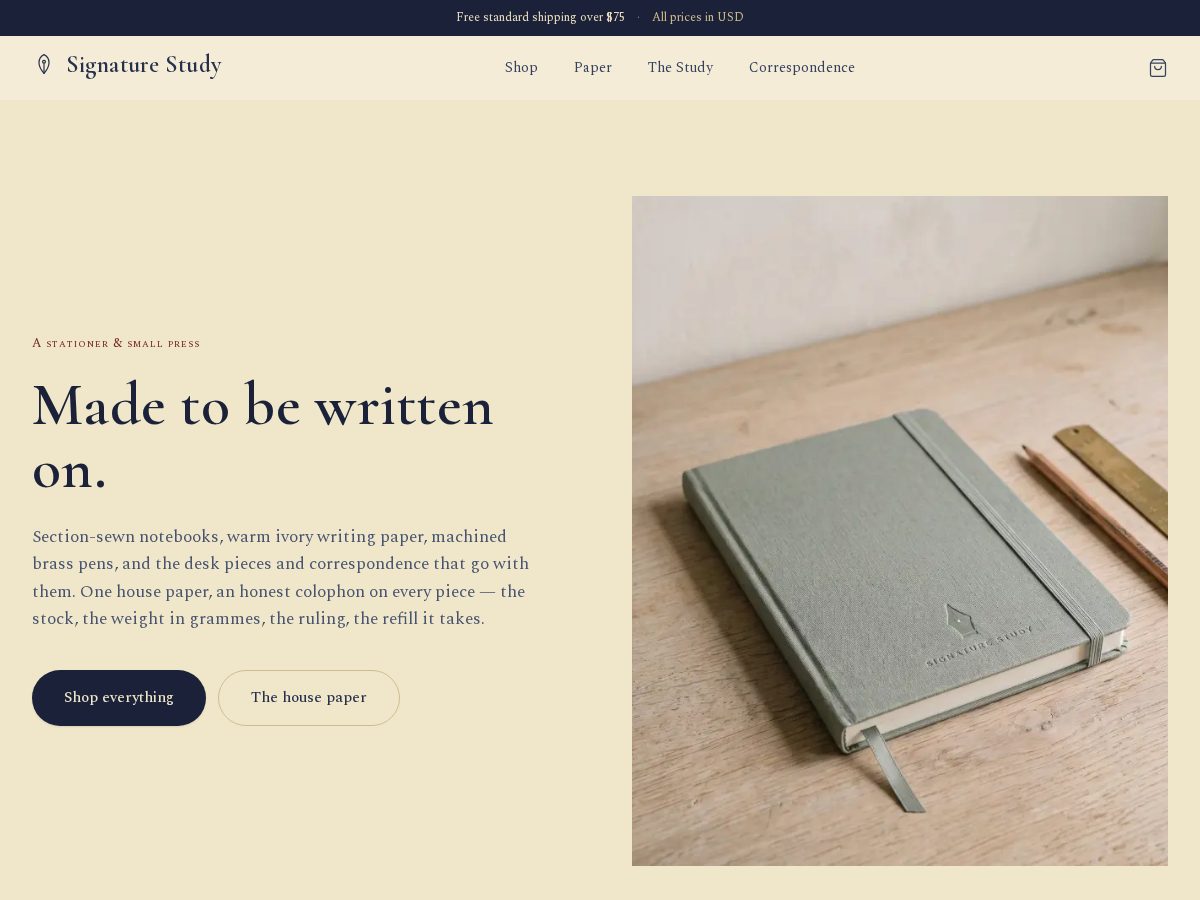 Landing-page snapshot of thesignaturestudy.com