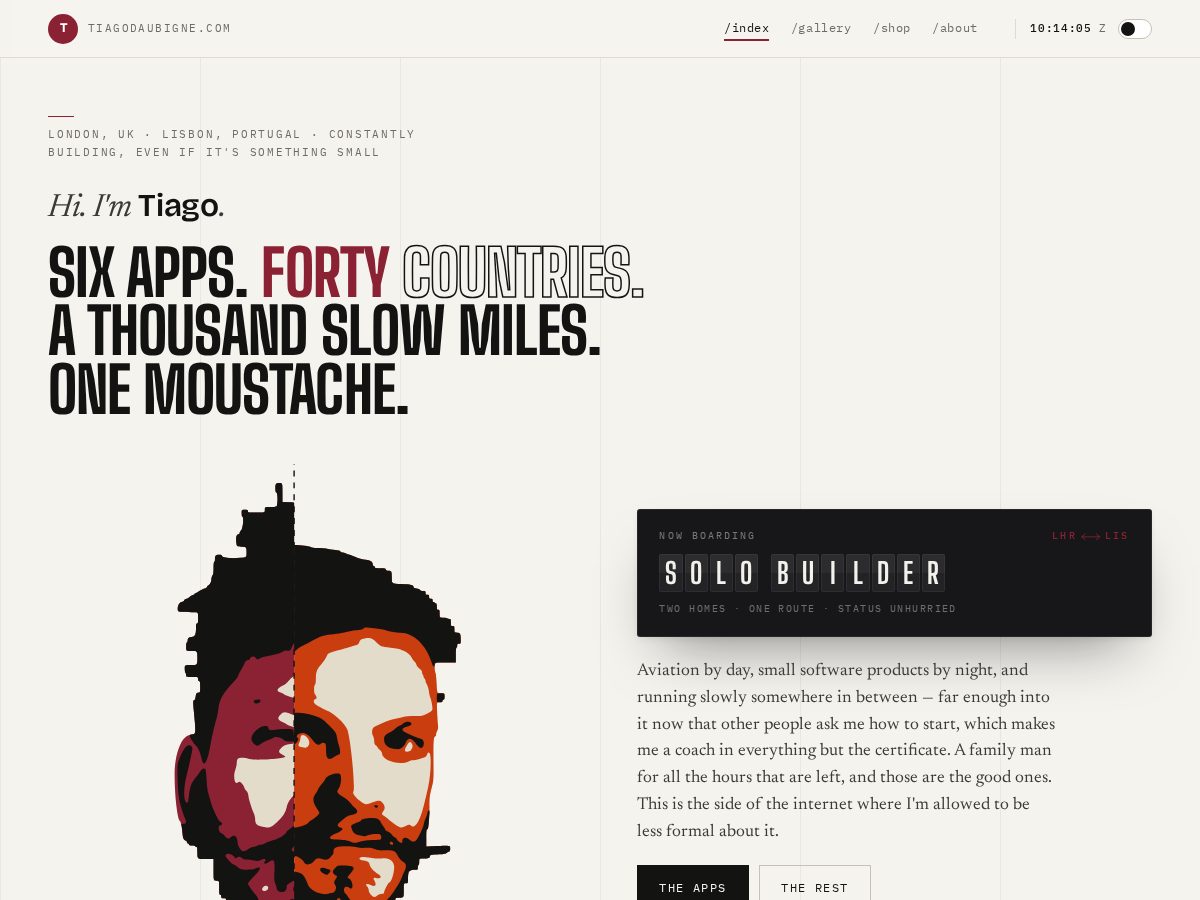 Landing-page snapshot of tiagodaubigne.com