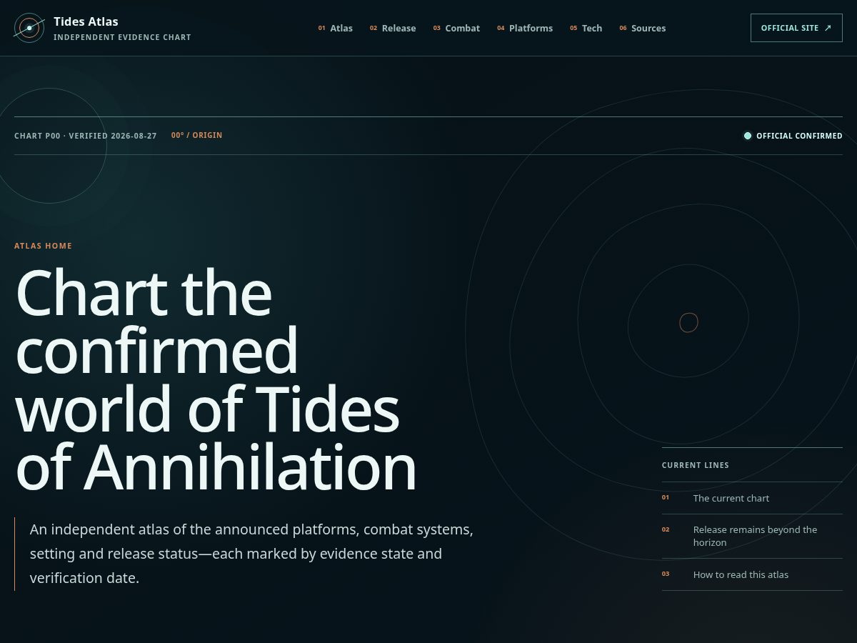 Landing-page snapshot of tidesofannihilationhq.wiki