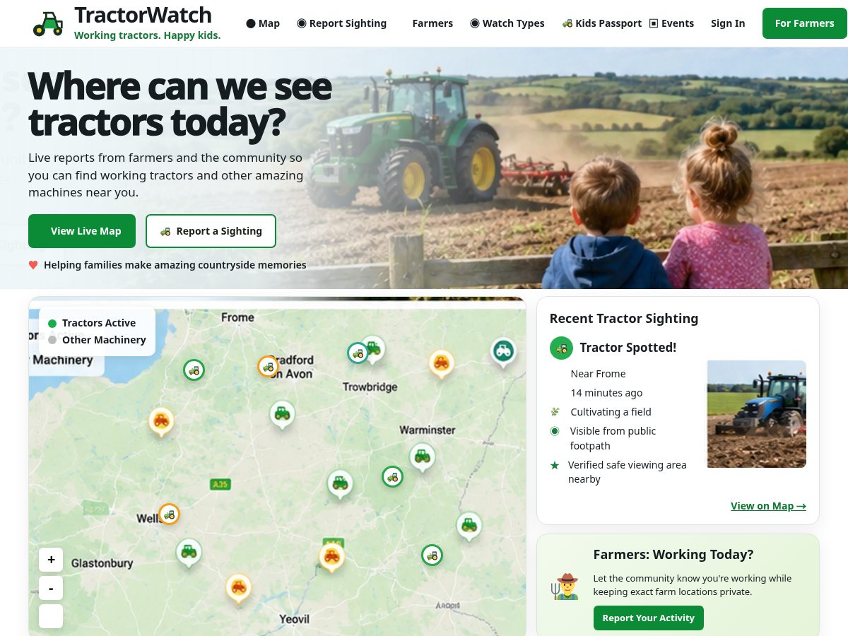 Landing-page snapshot of tractorwatch.com