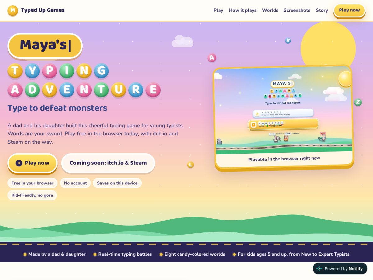 Landing-page snapshot of typedupgames.com