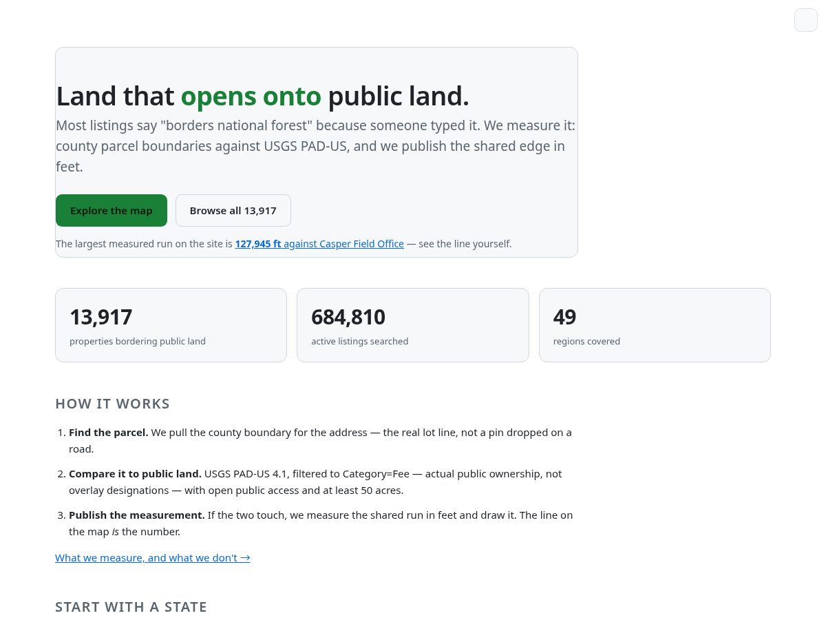 Landing-page snapshot of unfenced.land