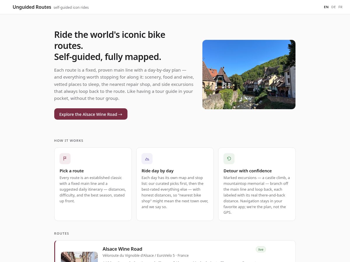 Landing-page snapshot of unguidedroutes.com