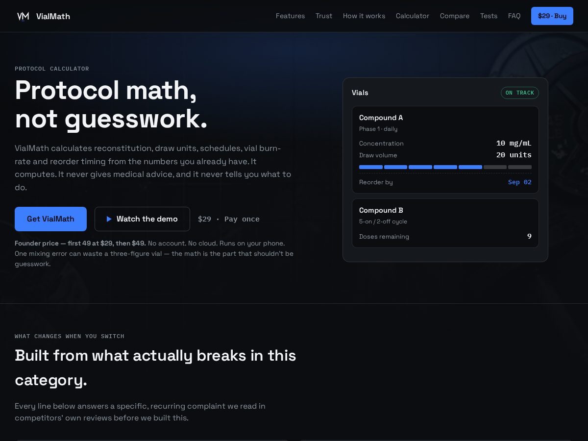 Landing-page snapshot of vialmath.app