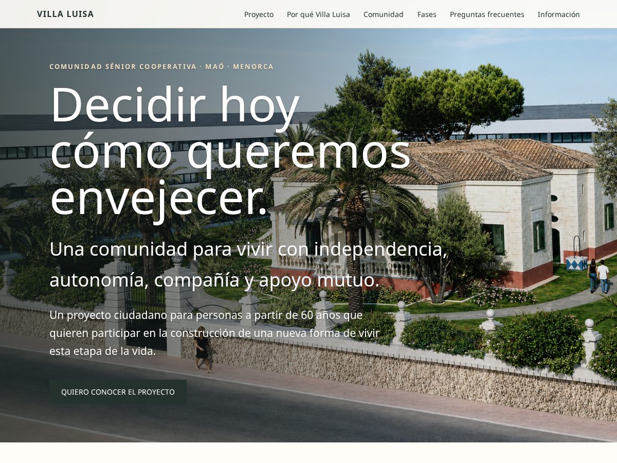 Landing-page snapshot of villaluisacomunidadsenior.com