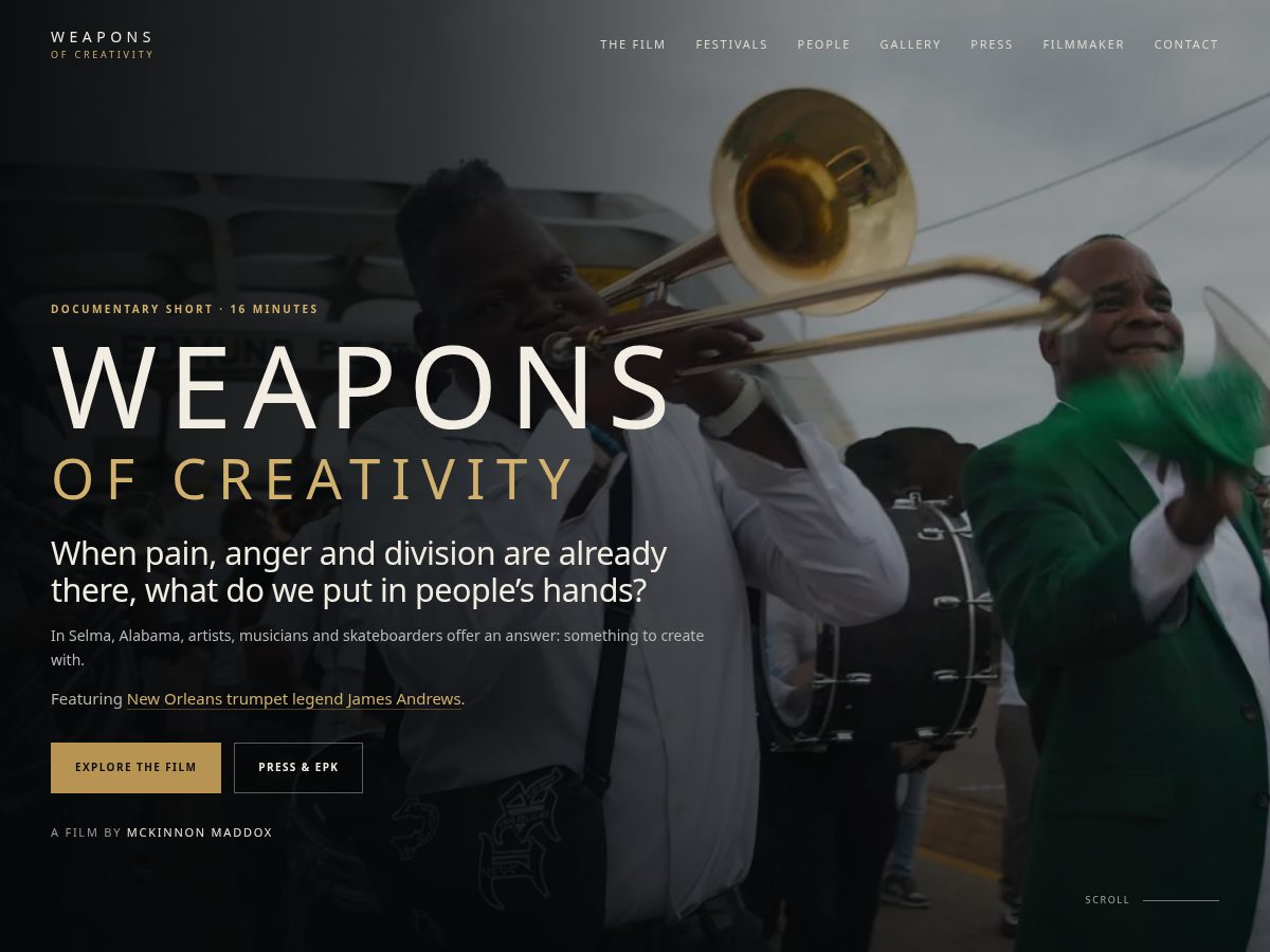 Landing-page snapshot of weaponsofcreativity.com
